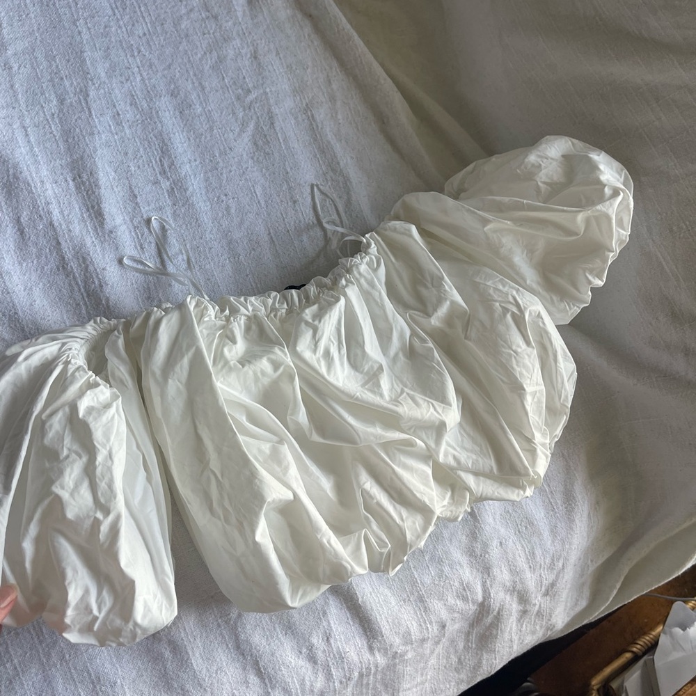 Stradivarius Cream Puff Sleeve Blouse